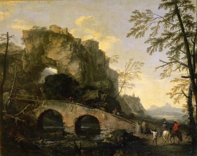 Paesaggio con un ponte in rovina da Salvator Rosa